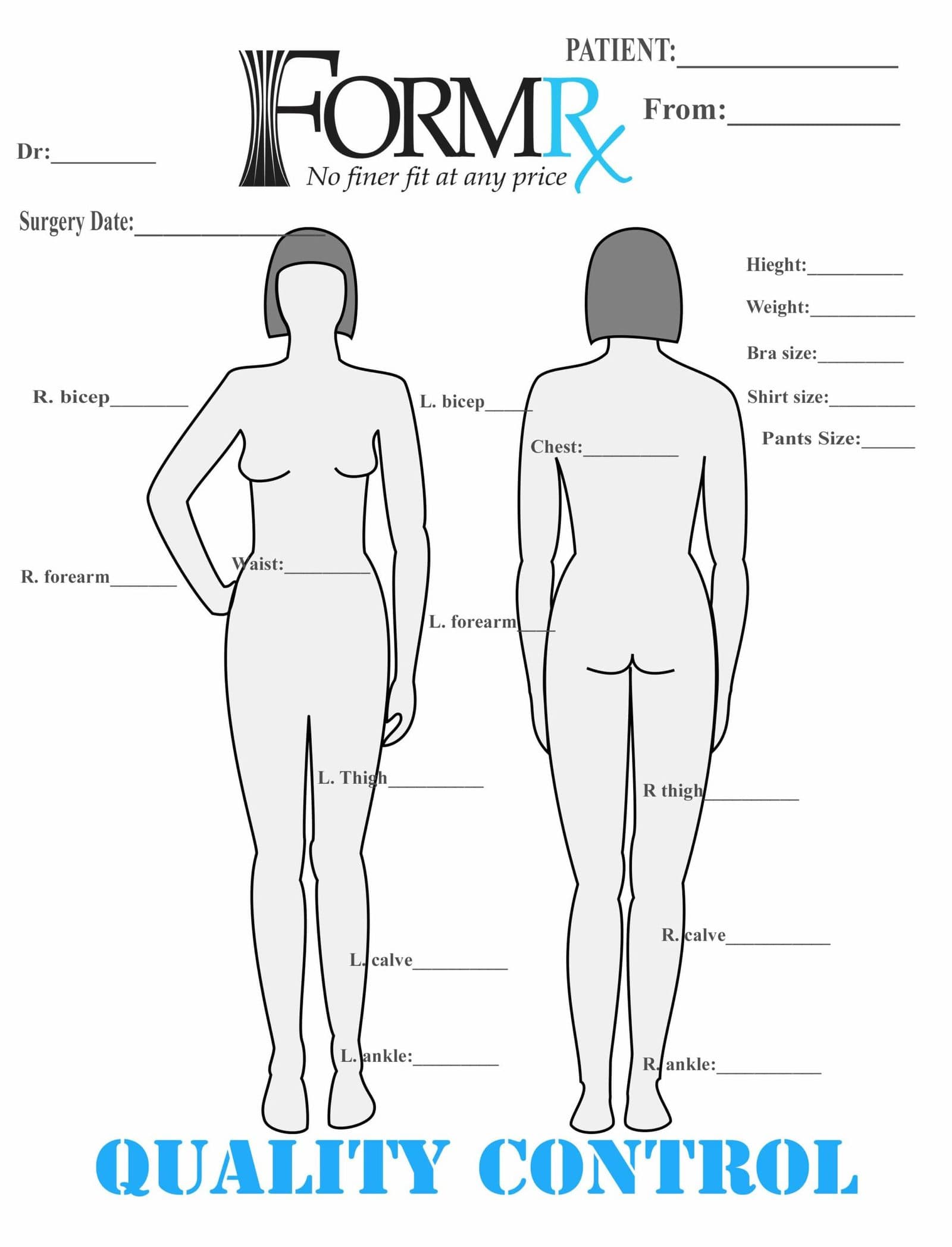 The FormRx quality control chart, recording 19 measurement points per patient