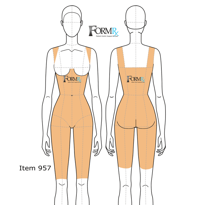 Fitting diagram, item 957 faja coverage, front and back